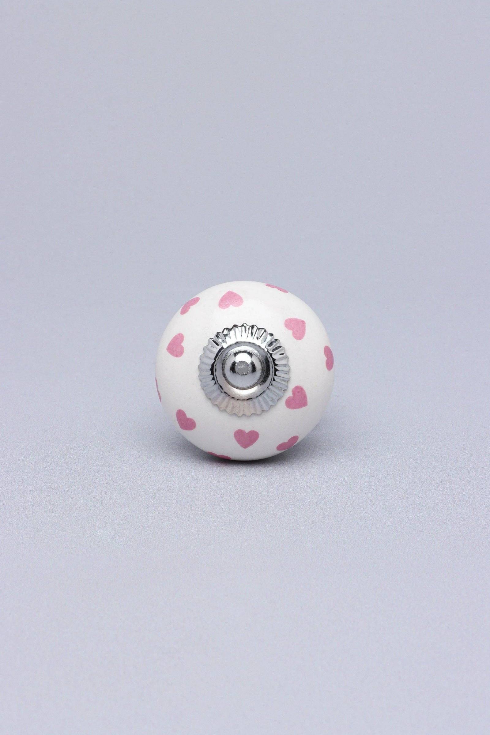 Charming Polka Heart Ceramic Cabinet Knob — close-up view, G Decor