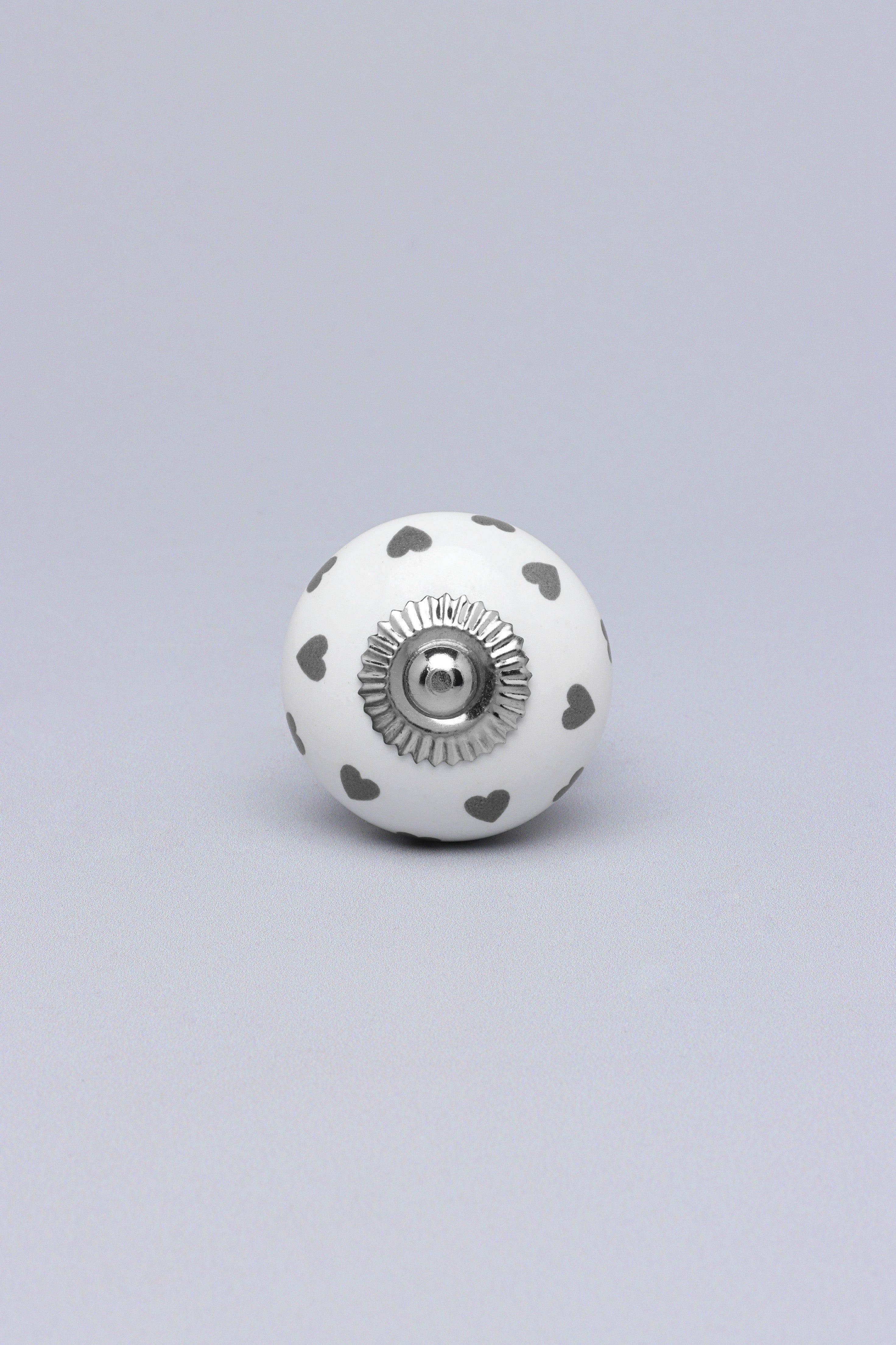 Charming Polka Heart Ceramic Door Knob - G Decor