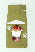 Christmas Santa Green Wine Alcohol Bottle Xmas Gift Cover Bag - G Decor