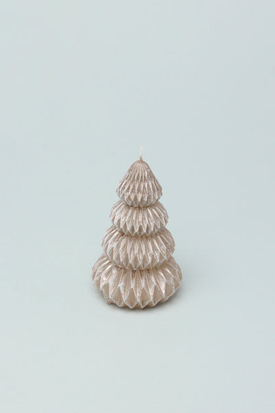 G Decor Candles Rose gold / Small Christmas Tree Geometric Taupe Beige Glitter Festive Holiday 3D Candle