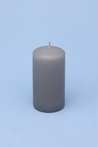 Stillness in Stone Nordic Matte Pillar Candles in Grey and White — close-up view, G Decor