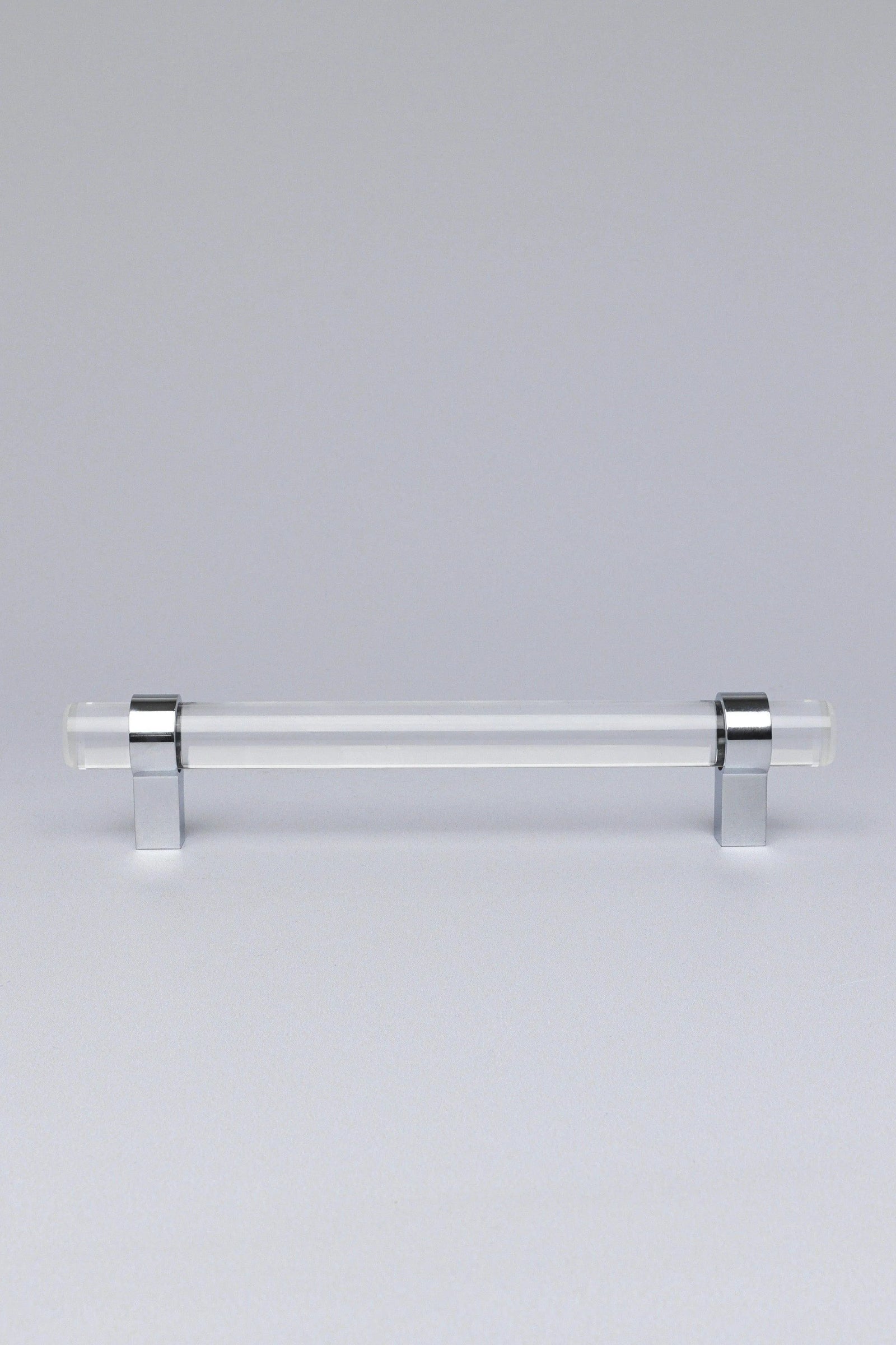 Clear faceted glass cabinet bar handle styled on a drawer — G Decor