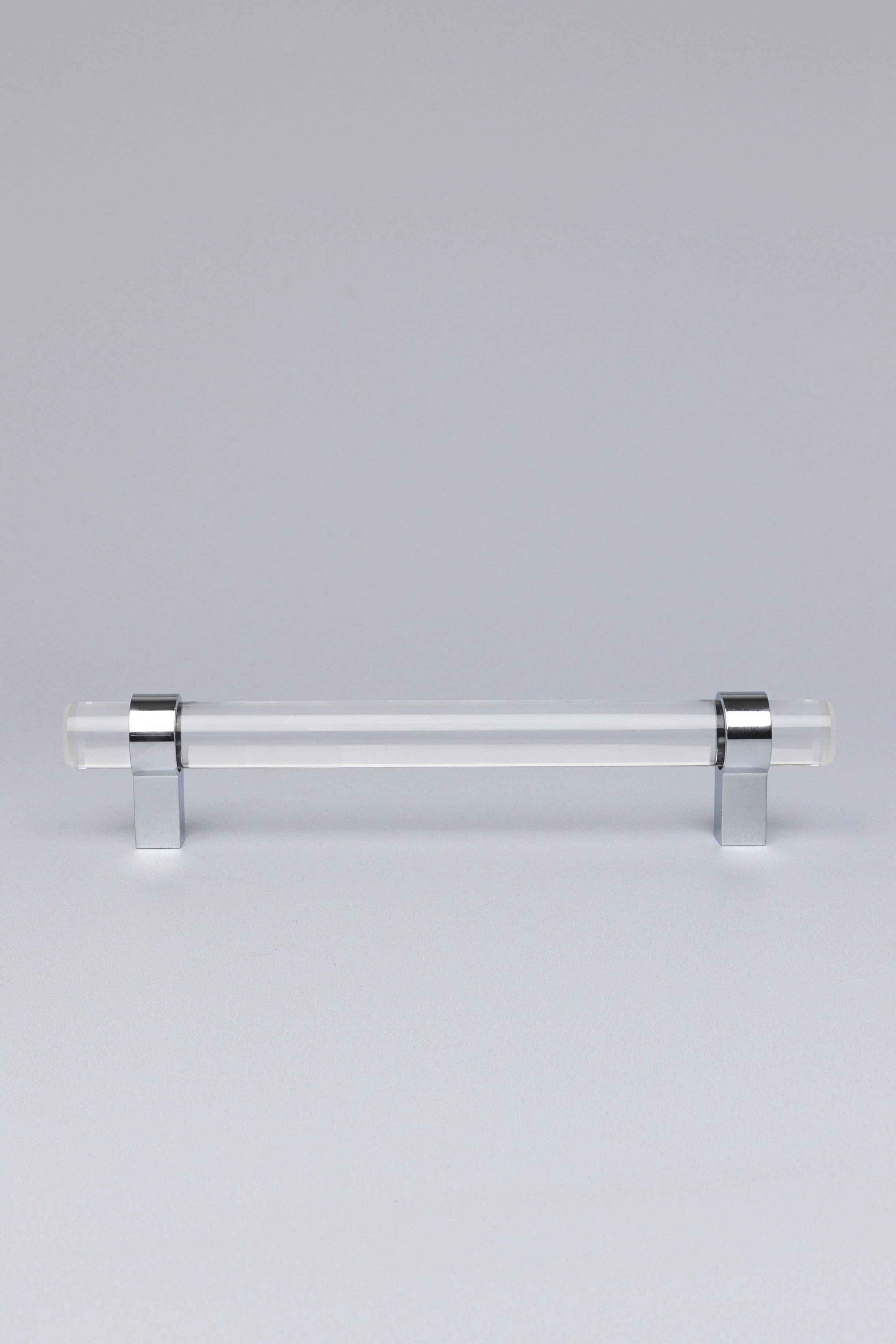 Clear Glass Cabinet Bar Handles With Chrome Finish - G Decor