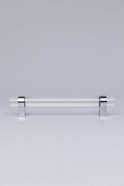 Gdecorstore Cabinet Knobs & Handles Clear Glass Cabinet Bar Handles With Chrome Finish