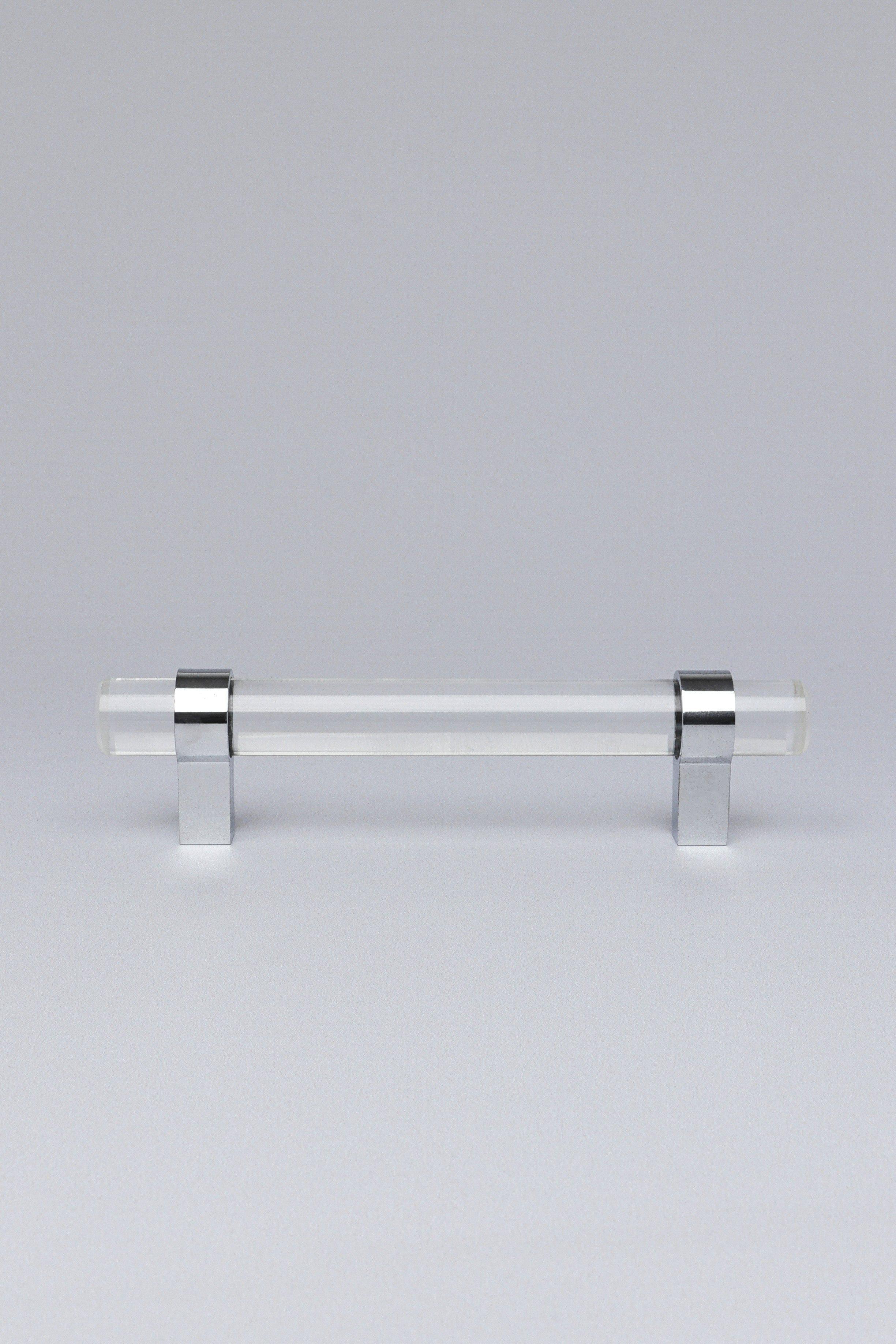 Clear Glass Cabinet Bar Handles With Chrome Finish - G Decor