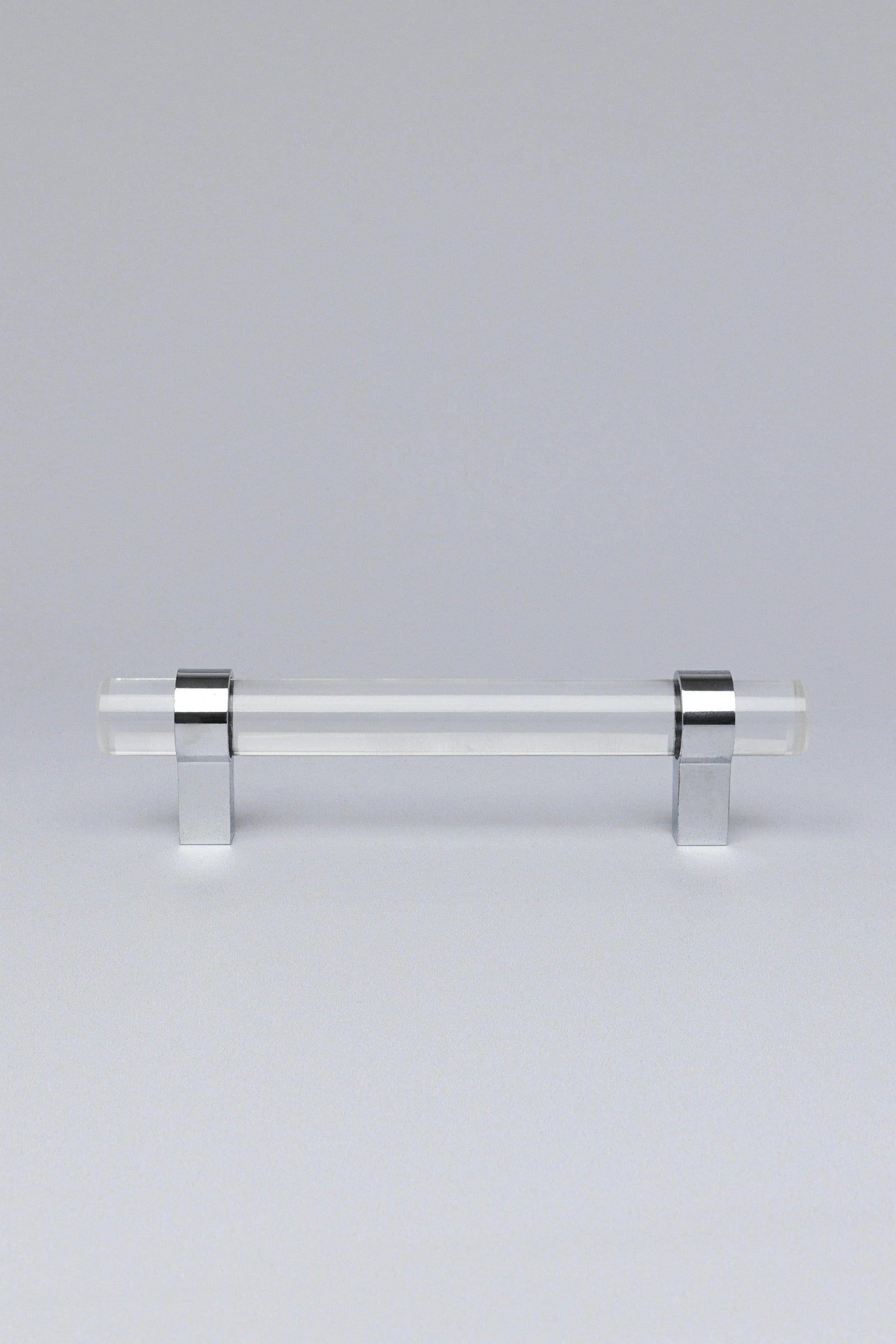 Prismé Clear Glass Cabinet Pull Handle with Chrome Mounts — lifestyle view, G Decor