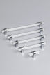 Prismé clear faceted glass cabinet pull bar handle with chrome mounts — G Decor
