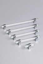 Clear Glass Cabinet Bar Handles With Chrome Finish - G Decor
