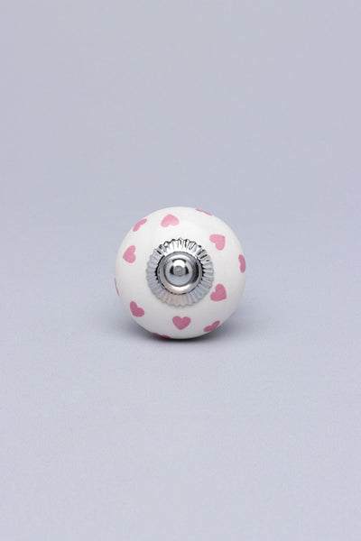 Gdecorstore Door Knobs & Handles Pink Colour Polka Hearts Ceramic Door Knobs