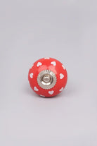Bold Polka Hearts Ceramic Cabinet Knob — close-up view, G Decor