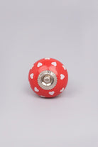 Coloured Bold Polka Hearts Ceramic Door Knobs - G Decor