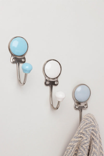 Gdecorstore Cabinet Knobs & Handles Grey Coloured Ceramic Coat Rack Hook Wall Hook
