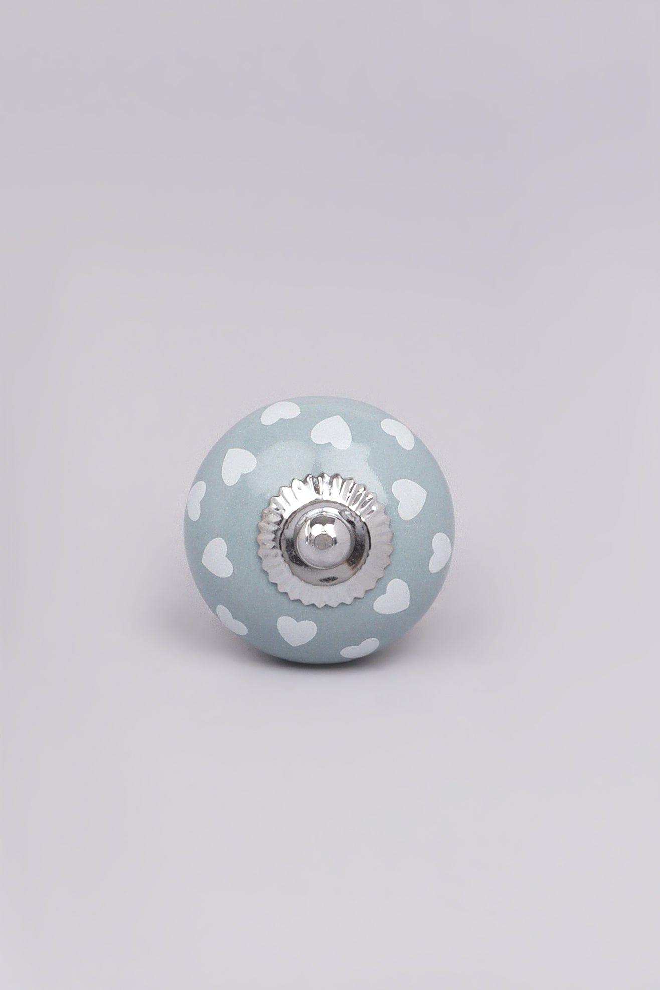 G Decor Door Knobs & Handles Grey Coloured Polka Hearts Ceramic Door Knobs
