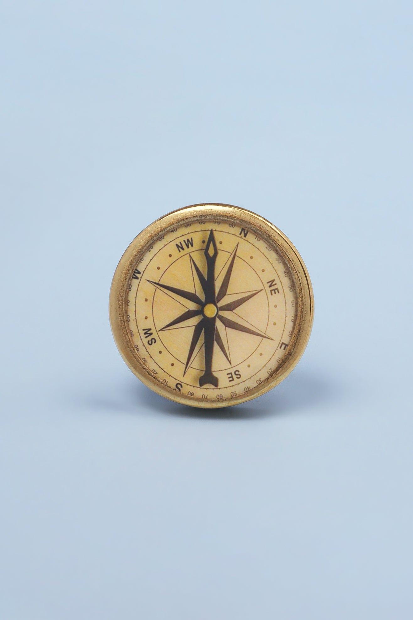 G Decor Door Knobs & Handles Compass Brass Round Circular Detailed Pull Knobs