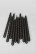 Coraline Nocturra Matte Black Twisted Taper Candles — close-up view, G Decor
