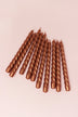 Coraline Terracina Copper Bronze Twisted Taper Candles — alternate view, G Decor