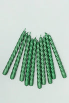 Coraline Verdéline Forest Green Twisted Taper Candles — alternate view, G Decor