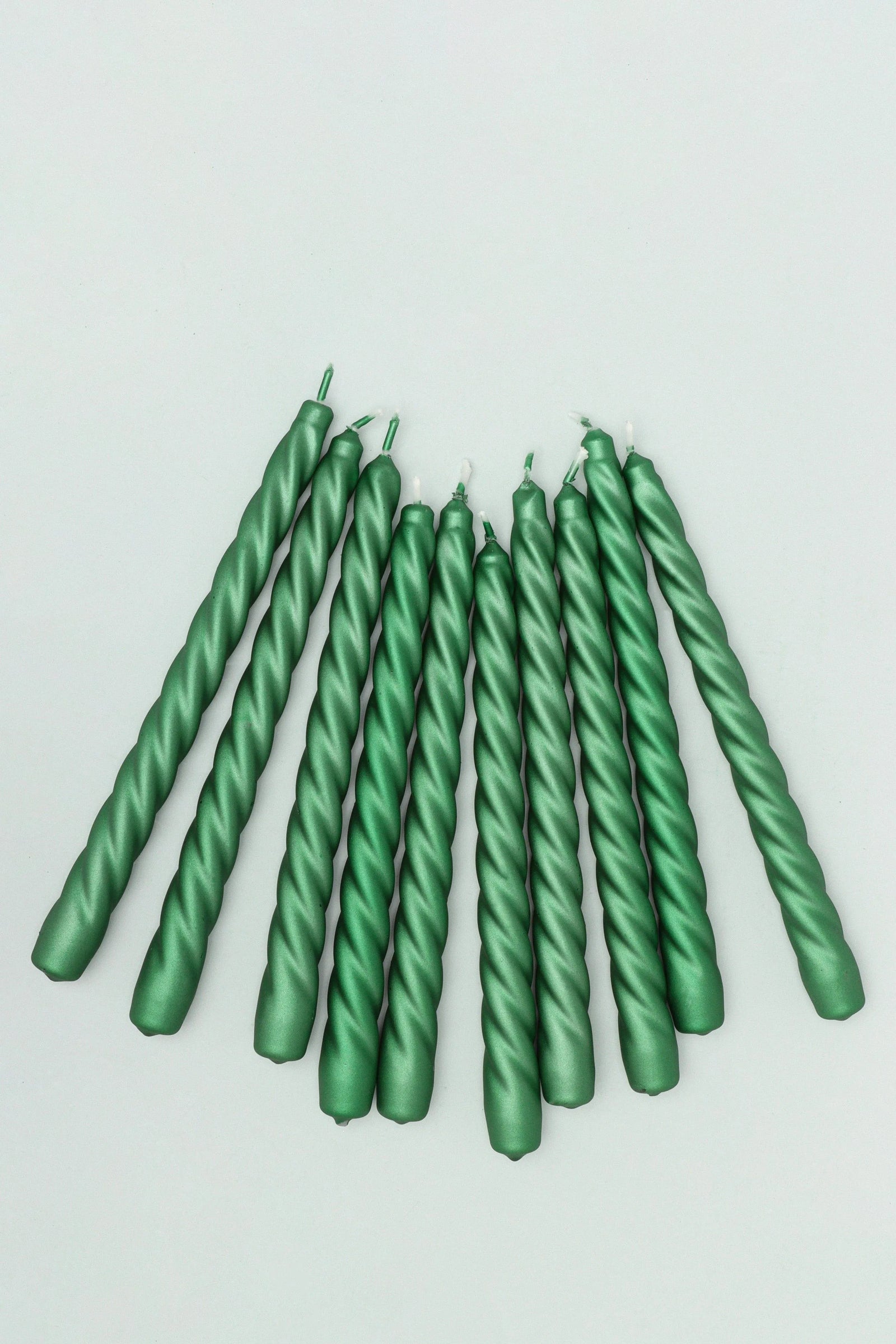 Coraline Verdéline Forest Green Twisted Taper Candles — alternate view, G Decor