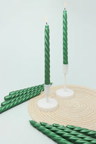 Coraline Verdéline Forest Green Twisted Taper Candles — G Decor