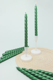 Coraline Verdéline Forest Green Twisted Taper Candles