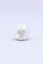 Cordelia mother-of-pearl cabinet pull knob detail with gold brass — G Decor