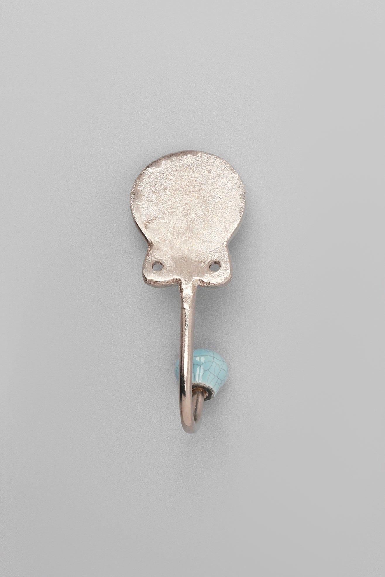 Crackle Glaze Handcrafted Wall Hook Craquelure Mineral Tones Ceramic & Chrome Detail - G Decor