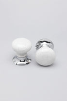 Crackle Glaze White Ceramic Mortice Door Knobs with Chrome Base — view 5, G Decor