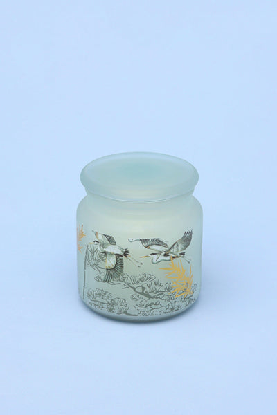 G Decor Candles Blue Crane Fresh Cotton Pastel Frosted Glass, Perfect for Meditation, Large Jar Candle