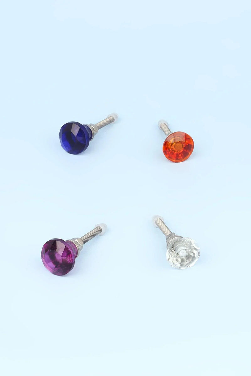 Handgefertigter Schranktürgriff aus farbigem facettiertem Kristallglas (22 mm)