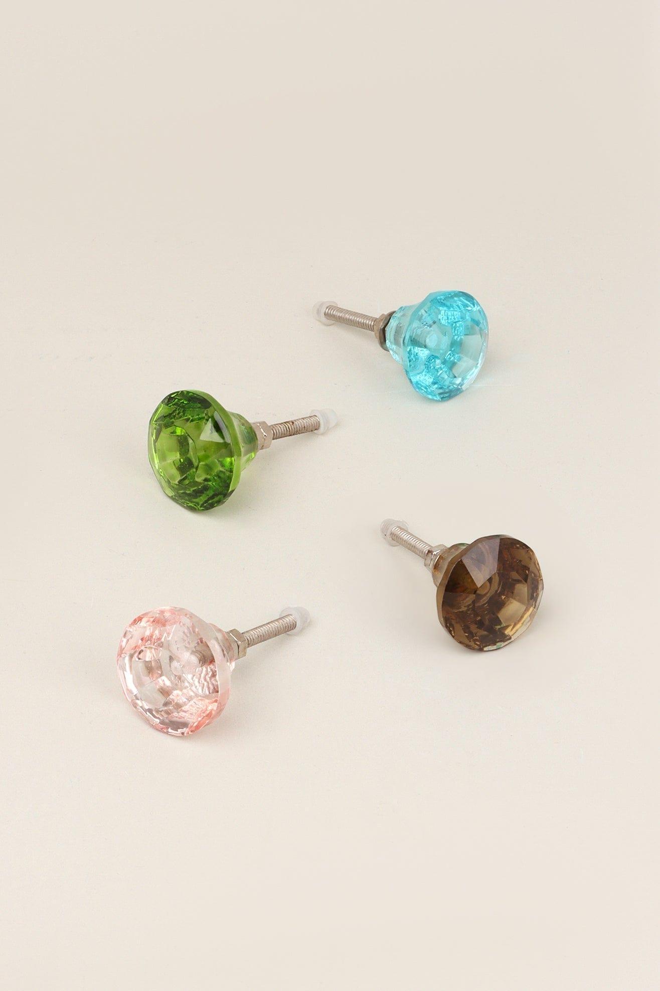 Crystal Handcrafted Coloured Faceted Glass Cupboard Door Knob Handle (32mm) - G Decor