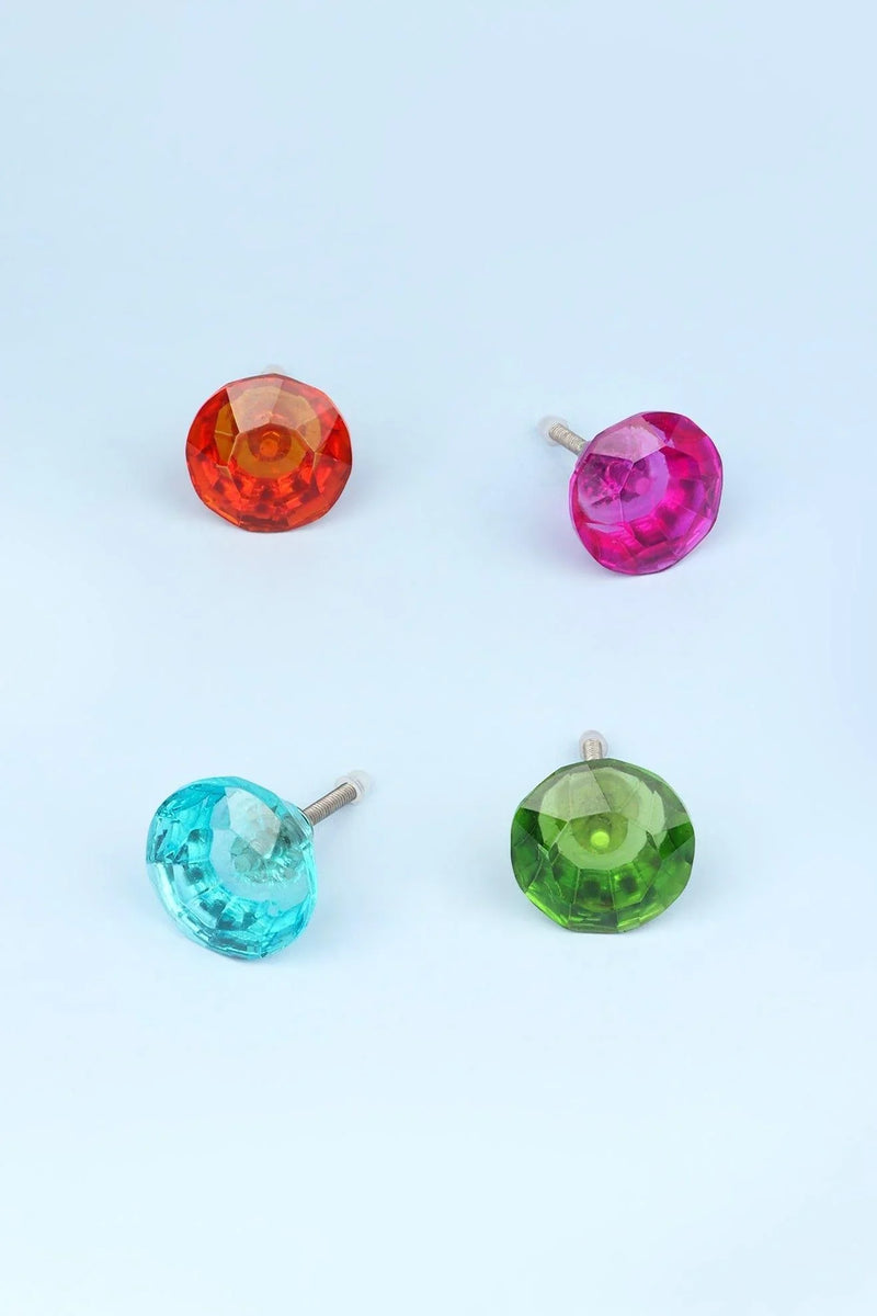 Handgefertigter Schranktürgriff aus farbigem facettiertem Kristallglas (42 mm)