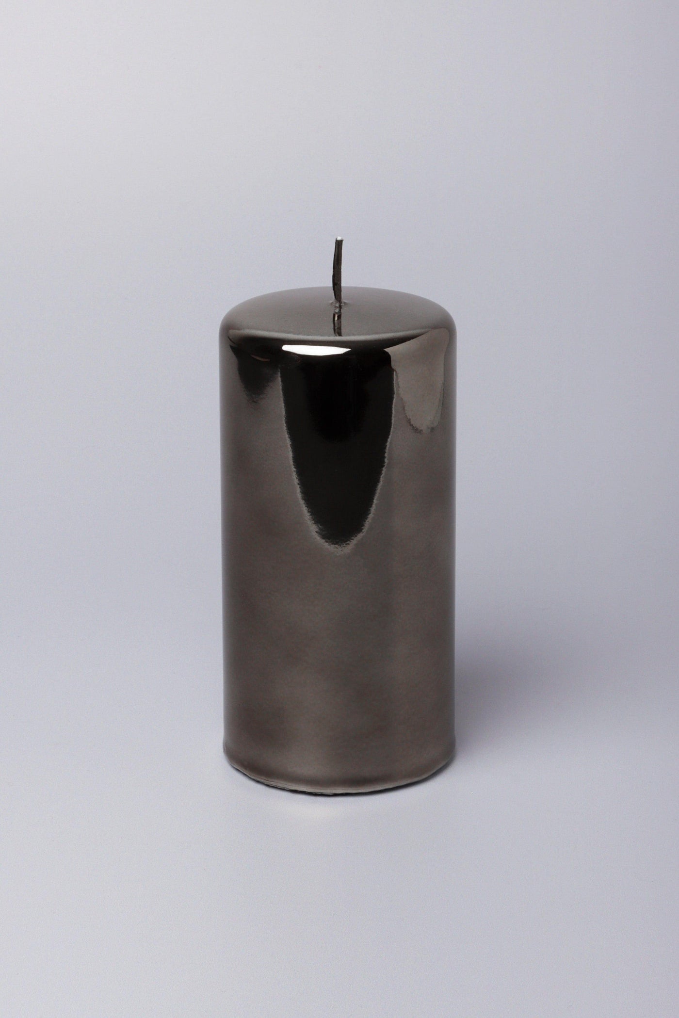 G Decor Candles Grey / Large pillar Dark Grey Glass Effect Reflecting Gloss Pillar Candles