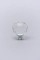 Diamond-Cut Crystal Glass Cupboard Knob With a Chrome Base - G Decor