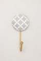 Dizzy Mosaic Grid Pattern Delights Wall Hooks Large Wood, Resin & Brass Coat Hangers - G Decor