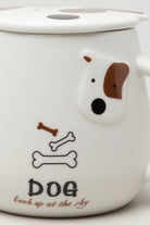 Cute Dog Ceramic Coffee Mug with Lid and Spoon — alternate view, G Decor