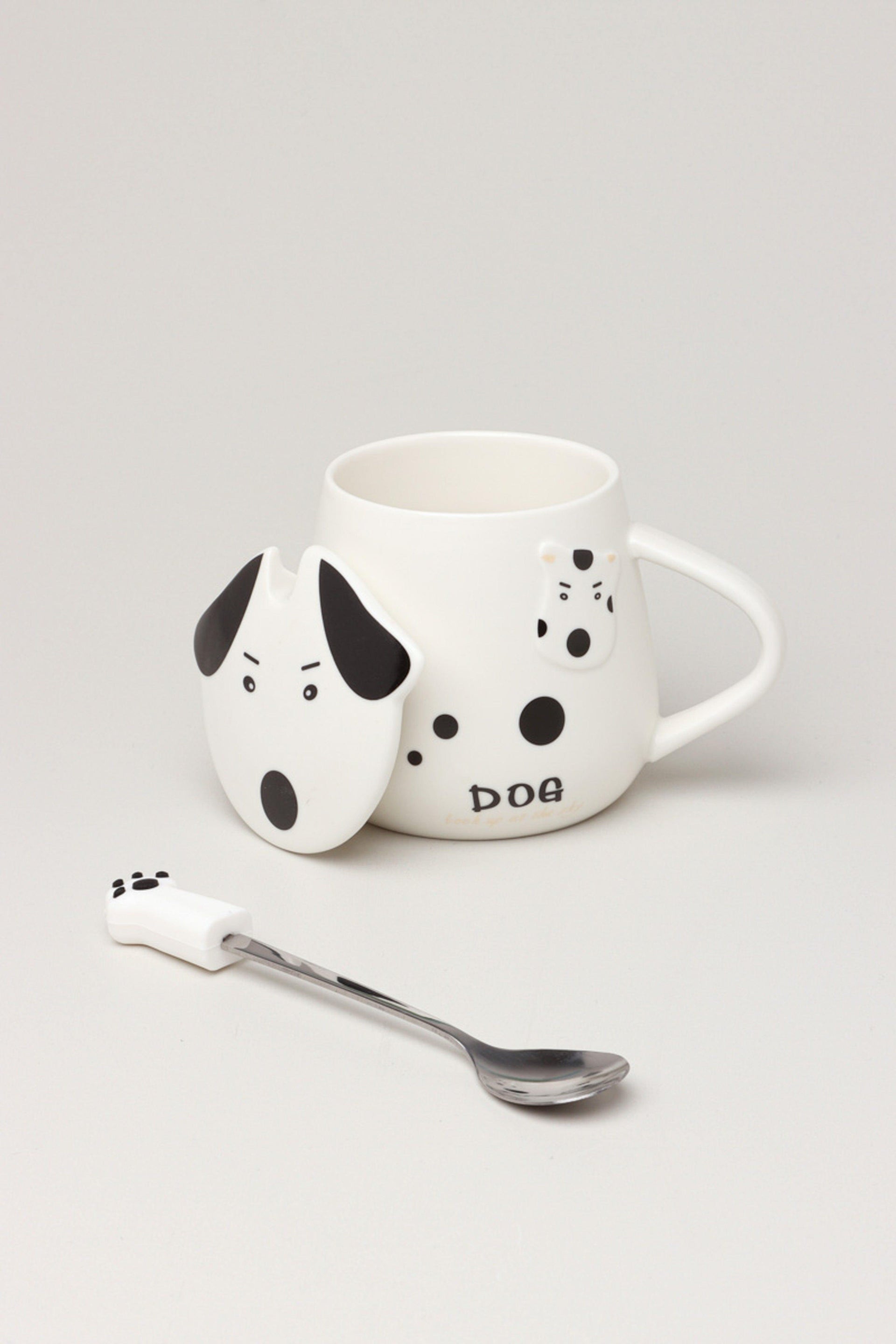 Dog Ceramic Coffee Tea Mug With Matching Lid and Spoon – G Decor