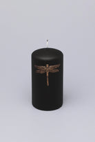Dragonfly King & Queen Pillar Candle Choice of Black with Gold or White with Silver Accent - G Decor