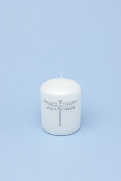 G Decor Candles White / Small Dragonfly Nature White Elegant Pillar Candle