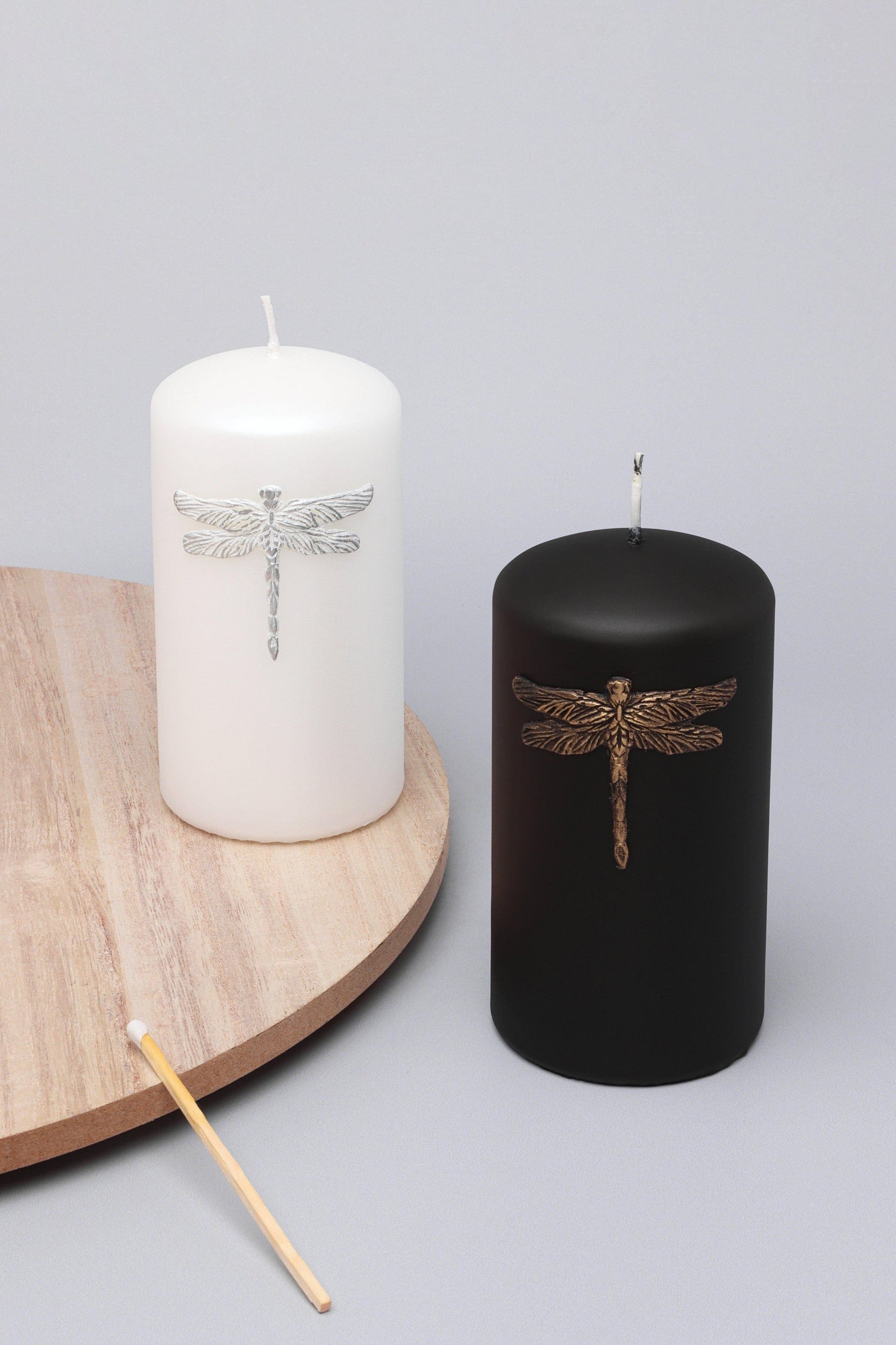 G Decor Candles Dragonfly Nature White Or Black Elegant Pillar Candle