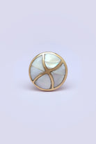 Elizabeth Legacy Mother of Pearl and Polished Brass Cabinet Pull Knob — close-up view, G Decor