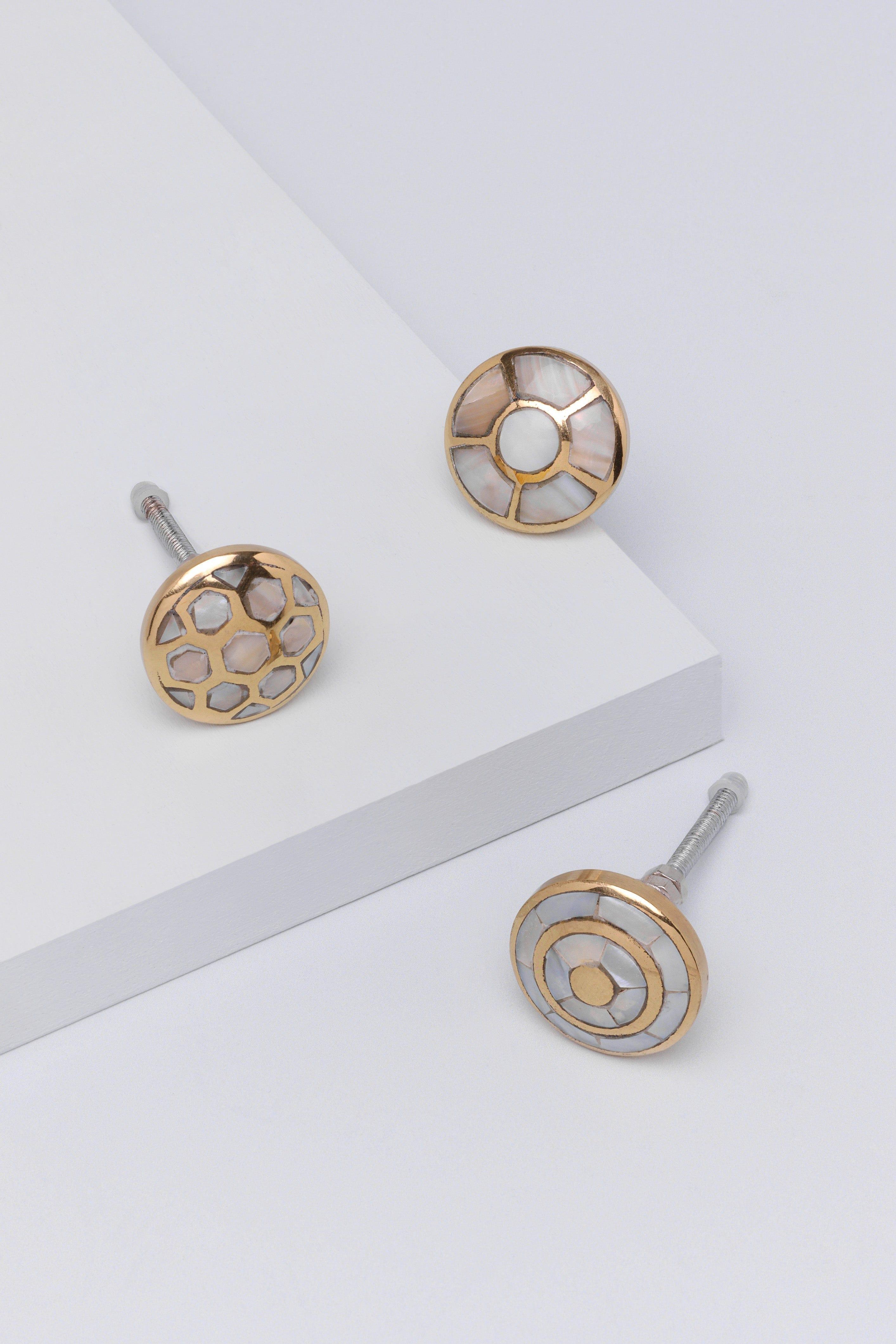 Elizabeth Mother of Pearl Gold Brass Cabinet Knob Family - G Decor