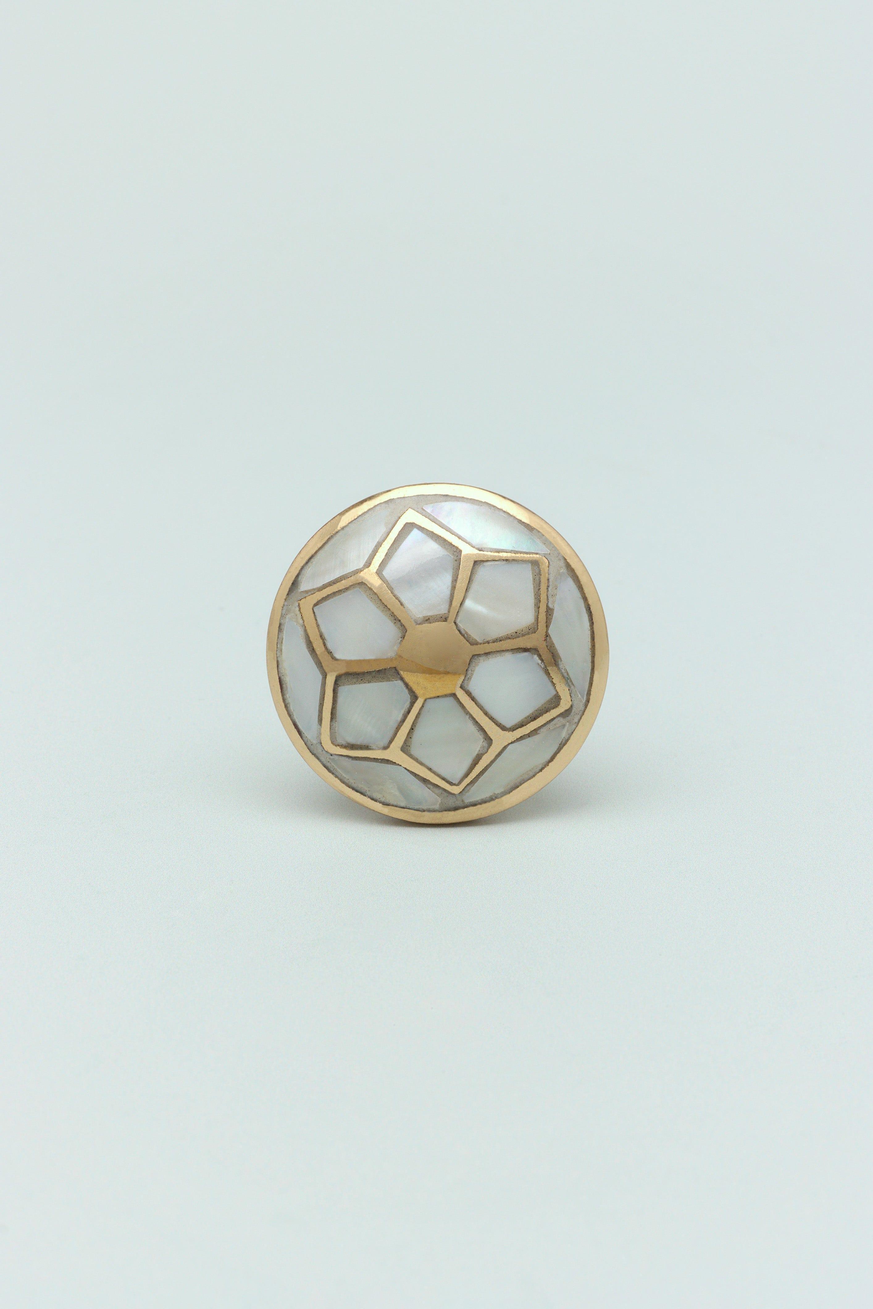 Elizabeth Mother of Pearl Handcrafted Gold Brass Majestic Cabinet Knob - G Decor