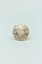 Elizabeth Mother of Pearl Majestic Cabinet Knob in Polished Brass — lifestyle view, G Decor