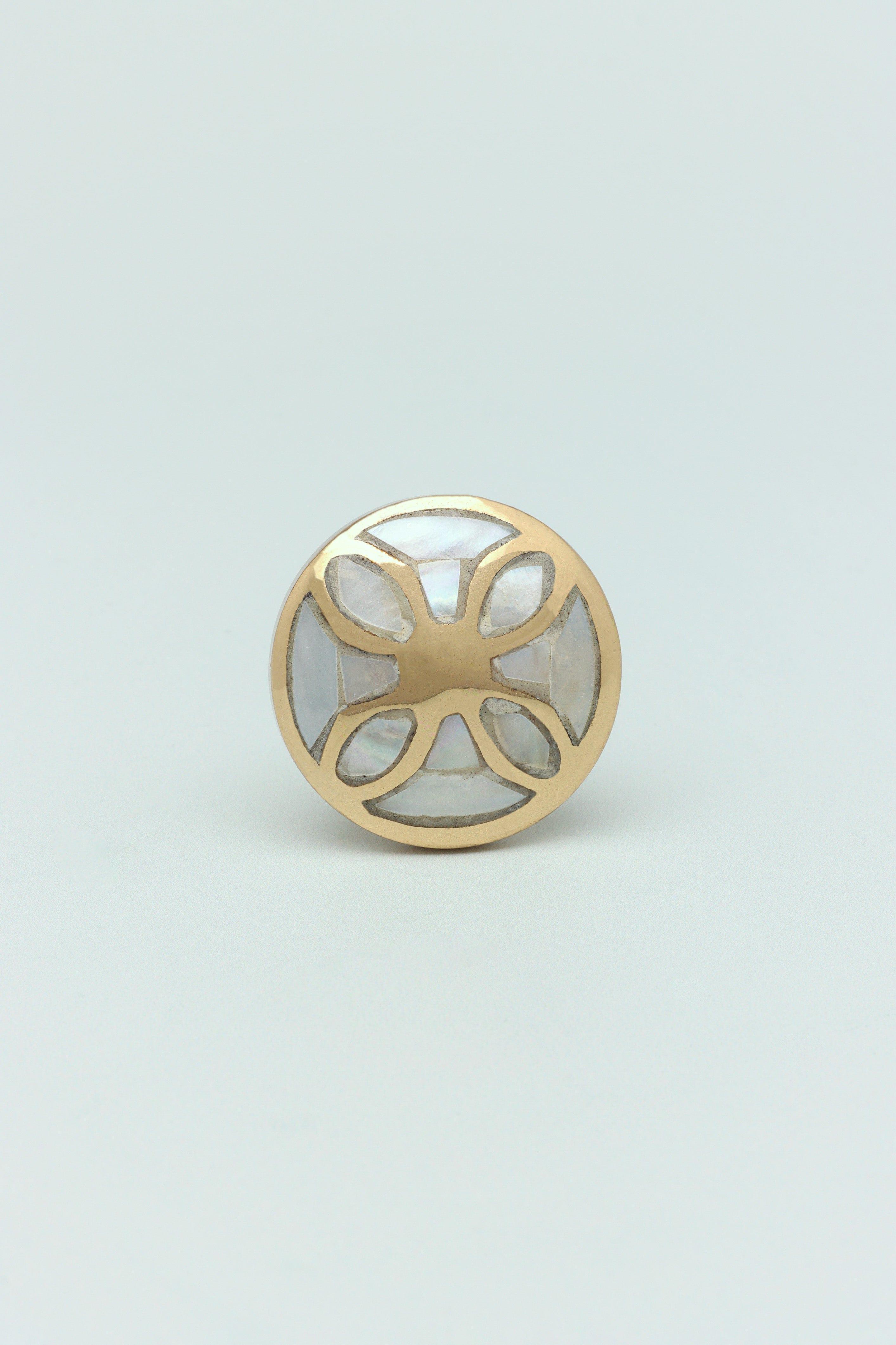 Elizabeth Mother of Pearl Handcrafted Gold Brass Majestic Cabinet Knob - G Decor