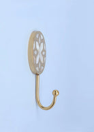 Elizabeth Mother of Pearl Wall Hook, Lattice Inlay — close-up view, G Decor