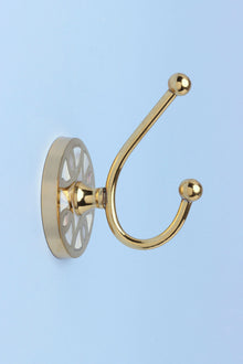 Elizabeth Mother of Pearl Wall Hook in Petal Inlay with Brass