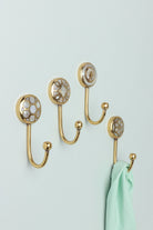 Elizabeth Mother of Pearl Wall Hook in Polished Brass — G Decor