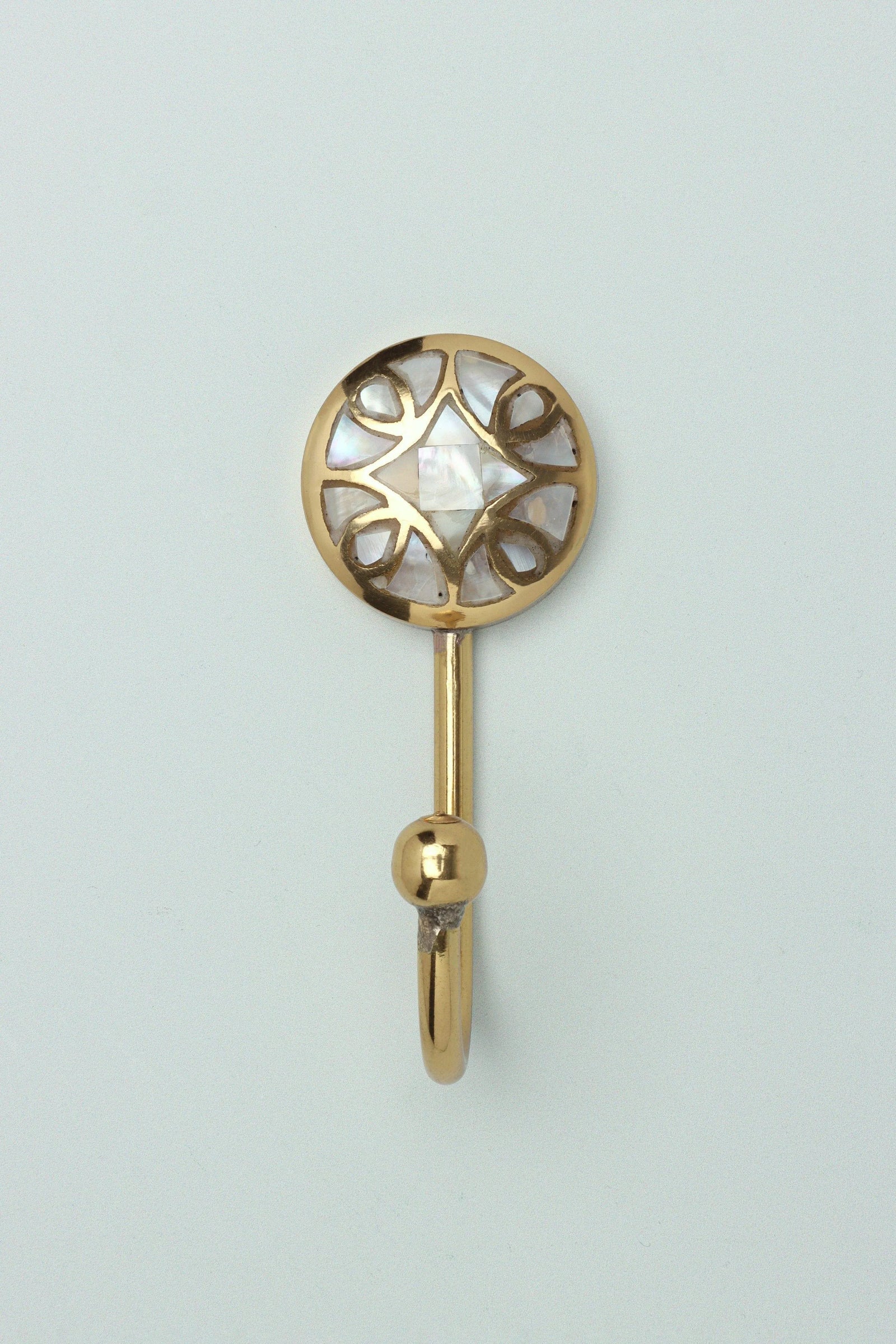 Elizabeth Mother of Pearl Wall Hook in Polished Brass — alternate view, G Decor