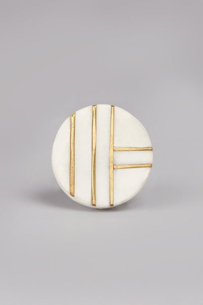 G Decor Cabinet Knobs & Handles White with stripes / White Estella Marble with Brass Round Pull Knobs