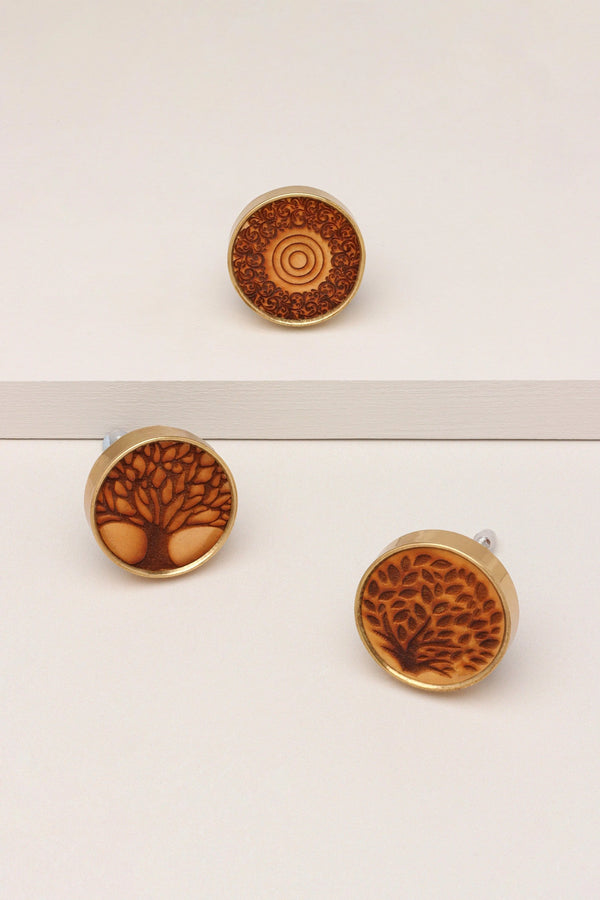 Eterna Brass and Wood Tree Cabinet Pull Knob